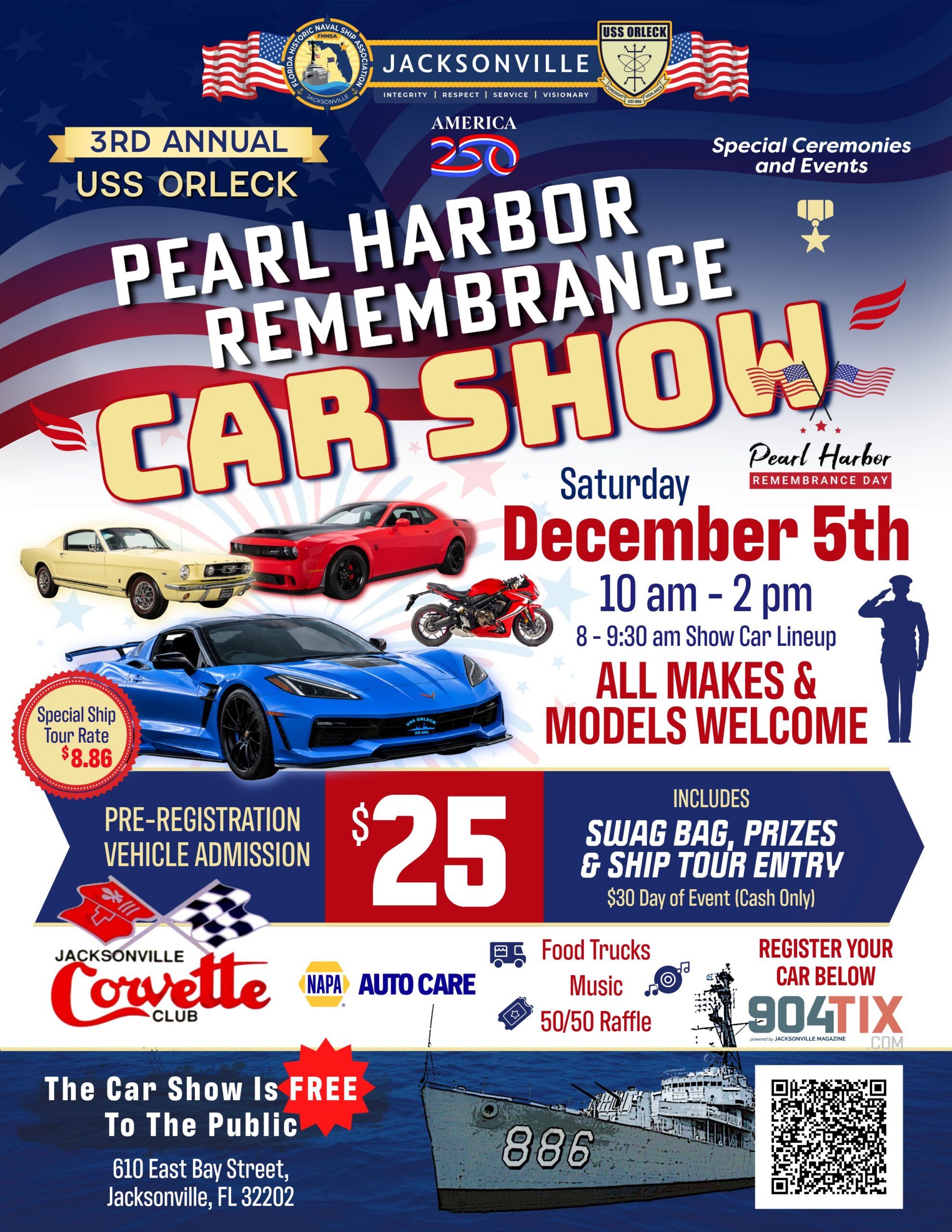 3rd Annual USS Orleck Pearl Harbor Remembrance Car Show