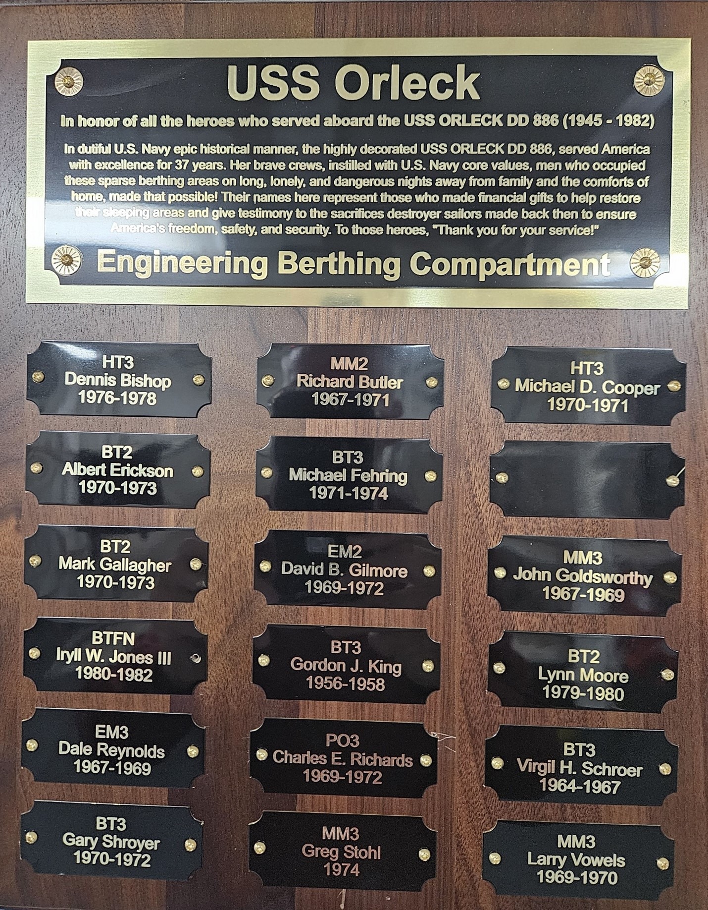 The WardRoom June 2024 Figure 22 Engineering Berthing Compartment Plaque